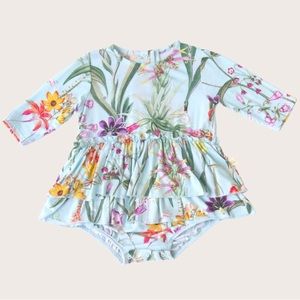 🐰Charming Mary | Tropical Floral Skirted Bodysuit